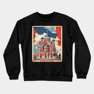 Alexander Nevsky Cathedral Russia Vintage Tourism Poster Crewneck Sweatshirt